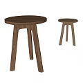 Minimalist Wooden Stools With Three Legs And Solid Wood Structure In Different Sizes 3d model
