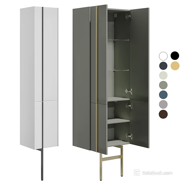 Modern Bathroom Vanity Design With Open Shelves And Multiple Color Options 3d model 