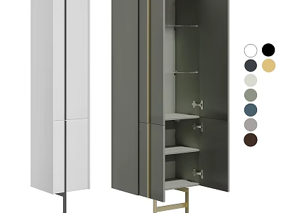 Modern Bathroom Vanity Design With Open Shelves And Multiple Color Options 3d model