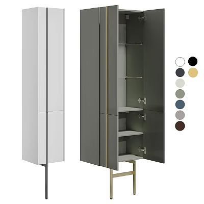Modern Bathroom Vanity Design With Open Shelves And Multiple Color Options 3d model