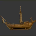 Ancient Wooden Sailing Ship Model with Sails Cabin and Display Stand
