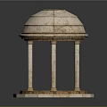 Classical Stone Gazebo Structure With Dome Roof And Columns On Circular Base