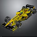 Yellow Singapore Formula Race Car With Aerodynamic Body And Sponsor Logos