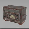 Vintage Rustic Electronic Appliance With Metal Knobs Dials Buttons And Handle 3d model