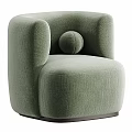 Modern Beige Upholstered Accent Chair with Curved Armrests Round Decorative Ball and Plush Seat Cushion