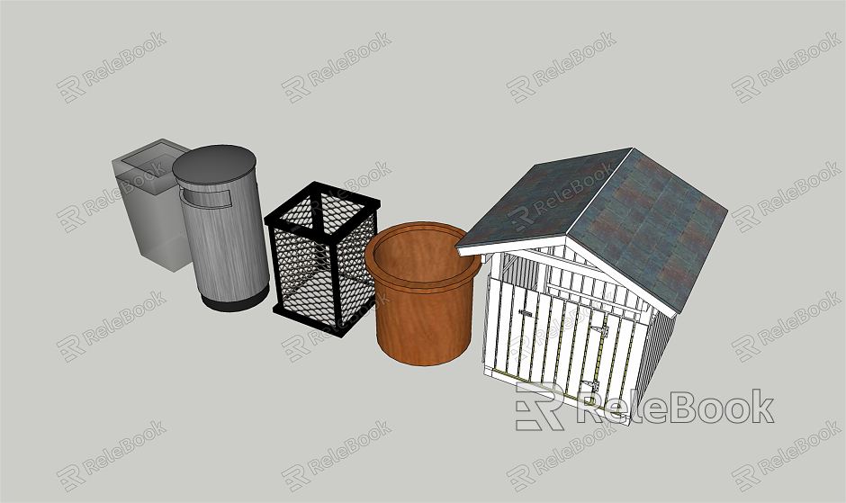 Modern trash can garbage sorting station garbage bin garbage room sorting bin model