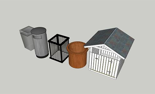 Modern trash can garbage sorting station garbage bin garbage room sorting bin 3d model