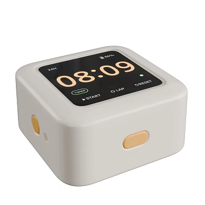 Modern White Digital Household Appliance With Time Display And Control Buttons 3d model
