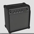 Black Portable Guitar Amplifier With Control Knobs Handle And Textured Surface
