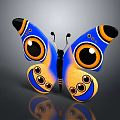 Vibrant Blue And Yellow Butterfly With Large Eye Patterns On Decorative Wings