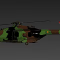 Military Helicopter Featuring Camouflage Paint Scheme Rotor Blades And Fuselage Design