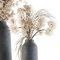 Minimalist Gray Vases With Neutral Colored Dried Flowers And Pampas Grass