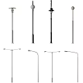 Various Styles Of Outdoor Street Lights With Different Pole Designs And Lamp Head Shapes