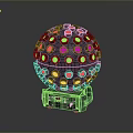 Black Circular Stage Lighting Equipment With Multiple LED Bulbs And Green Lights