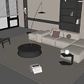 Sofa Coffee Table Combination Multi-person Sofa Coffee Table Single Casual Chair Lazy Sofa Metal Floor Lamp Side Table Jewelry Ornaments 3d model