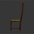 Modern Wooden Chair Featuring Yellow Cushioned Seat And Square Cutout Backrest