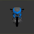 Blue Modern Motorcycle With Red Seat Silver Parts Streamlined Body And Black Wheels