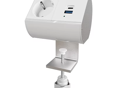 White Electrical Outlet With USB Ports And Mounted On Metal Bracket 3d model