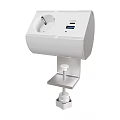 White Electrical Outlet With USB Ports And Mounted On Metal Bracket 3d model