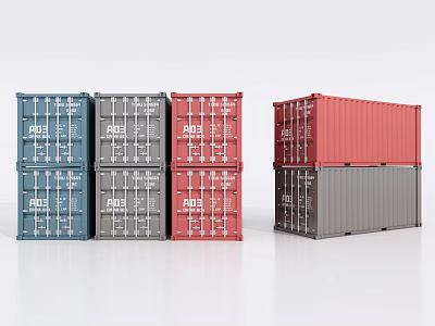 Industrial Equipment Multi Colored Shipping Containers Stacked For Storage And Logistics 3d model