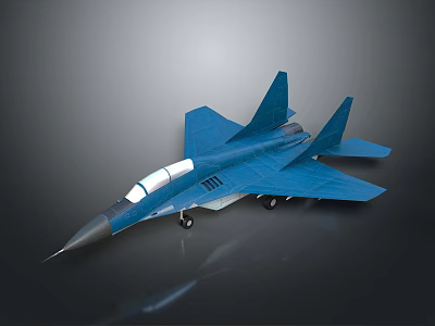 Blue Fighter Jet Model With Detailed Cockpit Wings And Tail Design 3d model