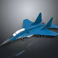 Blue Fighter Jet Model With Detailed Cockpit Wings And Tail Design