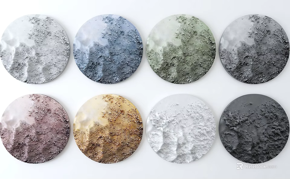 Colorful Textured Round Decorative Plates For Home Wall Art 3d model 