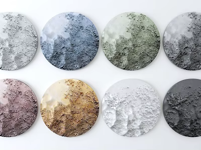 Colorful Textured Round Decorative Plates For Home Wall Art 3d model
