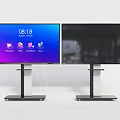 Two Smart Televisions Showing Interface And Black Screen With Modern Stand 3d model