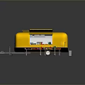 Yellow Food Truck With Outdoor Picnic Tables And Assorted Food Drinks