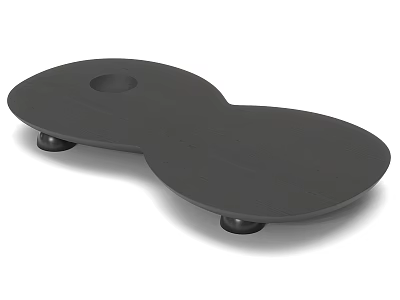 Black Coffee Table With Unique Double Oval Shape Circular Hole And Short Legs 3d model