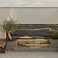 Modern Rooftop Garden With Plants Water Feature And Lounge Chair