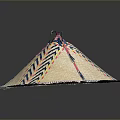 Woven Conical Hat With Colorful Geometric Patterns And Fringed Edge