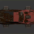 Red Rusty Modified Car 3D Model With Mechanical Parts And Custom Design 3d model