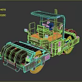 Detailed Brown Yellow Road Roller 3D Model with Cab and Large Rollers 3d model