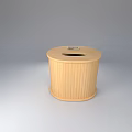 Curved Wooden Open Top Trash Bin With Grid Design For Daily Use