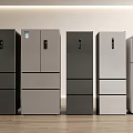 Assorted Modern Refrigerators And Freezers In Different Colors For Kitchen 3d model