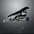 Futuristic Sci Fi Weapon 3D Model With White Blue And Green Glowing Parts