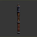 Handcrafted Axe With Metal Blade Carved Patterns And Wooden Handle Red White Wrapping