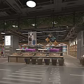 Modern Department Store Shopping Area With Shelves Products And Greenery Decor