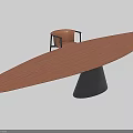 Modern Wooden Oval Dining Table With Black Base And Brown Chair