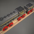 Wooden Electric Toy Train with Red Wheels Number 220 on Track