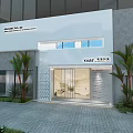 Modern YASE Technology Mall Store with Glass Door Green Plants and Exterior Lighting