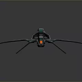 Futuristic Green And Gray Spaceship Model With Mechanical Wings And Engine Details