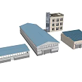 Industrial Park Featuring Various Factory Buildings Solar Panel Roofs And Multi Story Structures