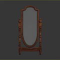 Vintage Mahogany Cheval Mirror With Carved Columns And Oval Surface