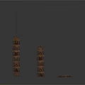 Decorative Brown Wooden Miniature Tower Models With Circular Base And Intricate Design