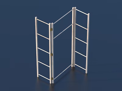 White Metal Foldable Household Storage Rack With Collapsible Design And Hinges 3d model