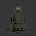 Automatic Green Turret Weapon System With Sensor Barrel And Support Structure 3d model