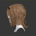 White Human Head Model With Brown Wavy Hair Wig Isolated On Dark Background